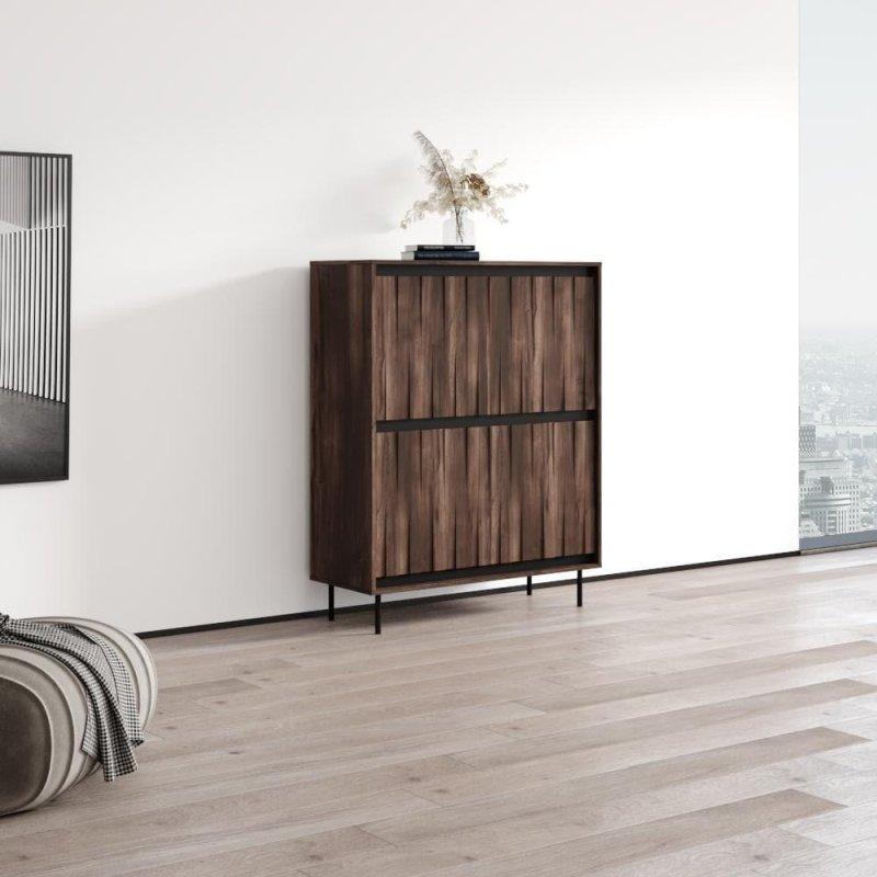 Kahverengi MDF Mat Modern Dikey Şifonyer - 102x129x40 cm - 309503