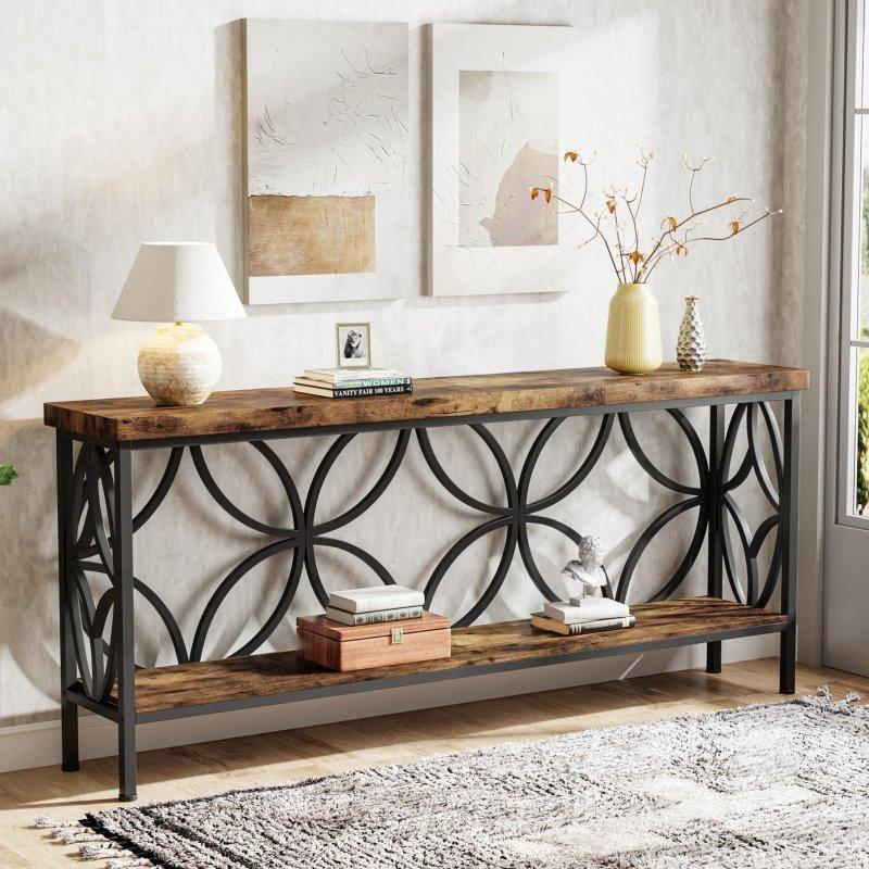 Kahverengi MDF Metal 2 Raflı Endüstriyel Dresuar - 181 cm - 332513