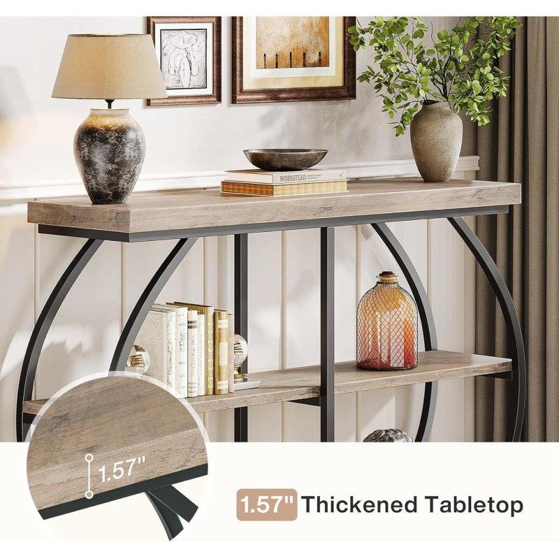 Kahverengi MDF Metal 3 Raflı Kemerli Tasarım Dresuar - 105 cm - 330885