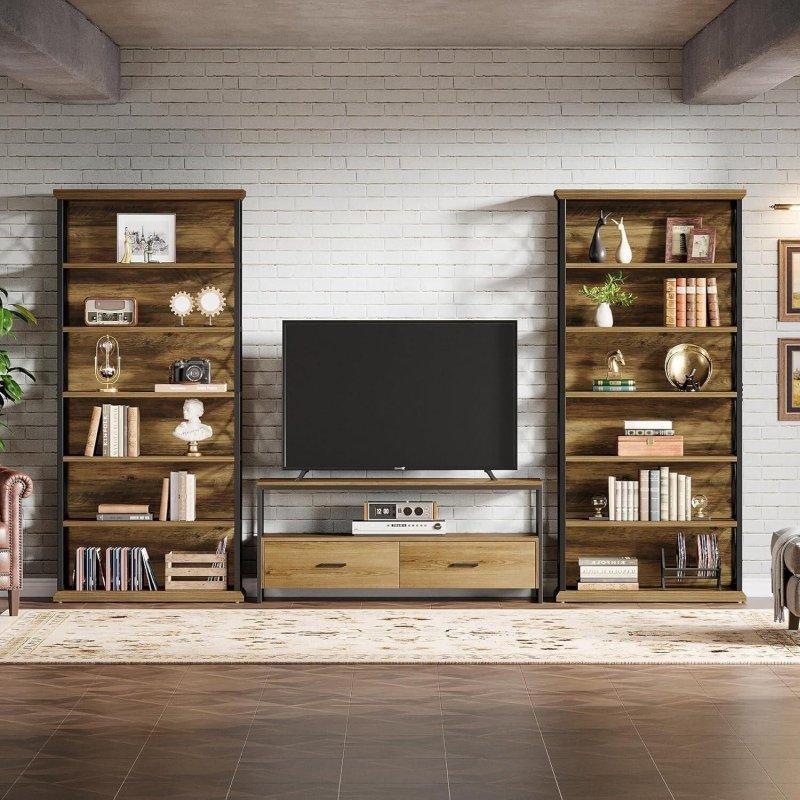 Kahverengi MDF Metal 6 Raflı Endüstriyel Kitaplık - 185 cm - 316952