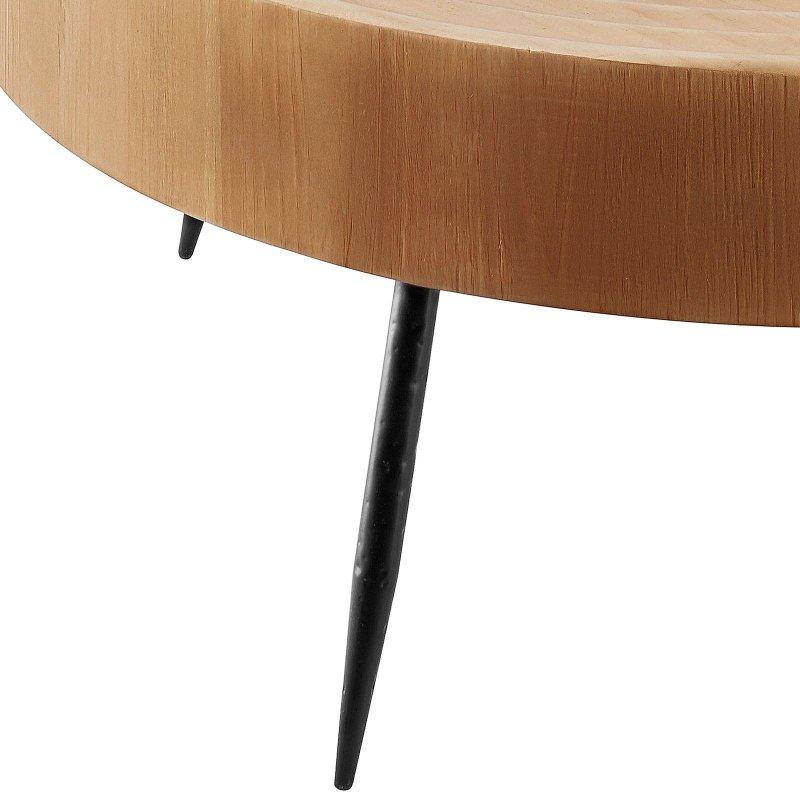 Kahverengi MDF Metal Ayaklı 2li Yuvarlak Orta Sehpa Seti - 80 cm - 240095