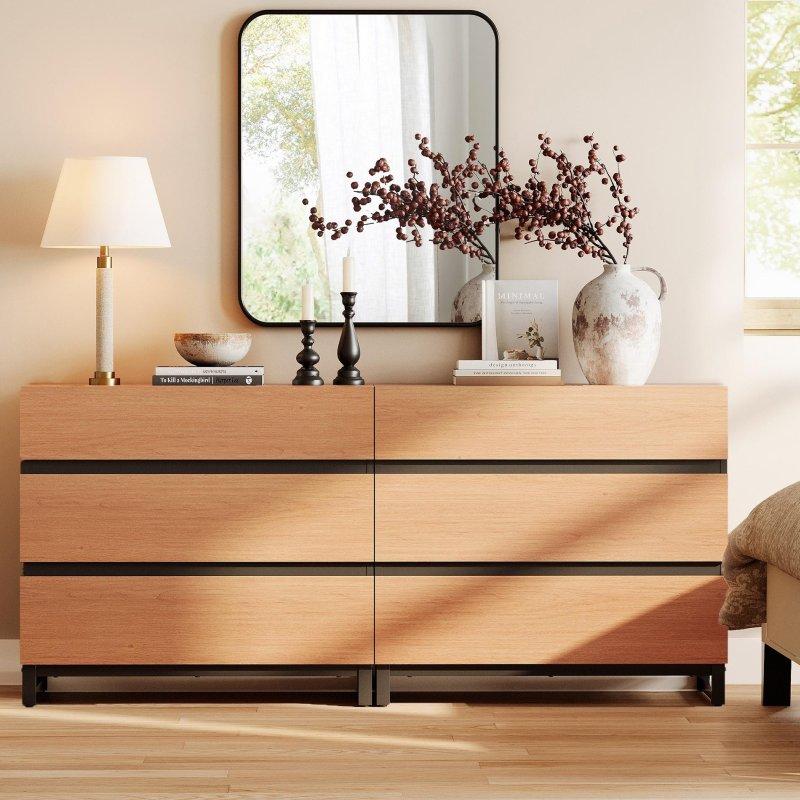 Kahverengi MDF Metal Ayaklı Gizli Kulplu Şifonyer - 302916
