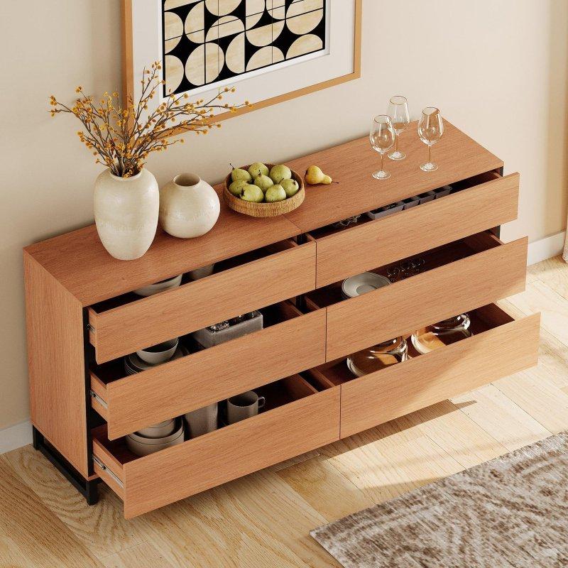 Kahverengi MDF Metal Ayaklı Gizli Kulplu Şifonyer - 302916