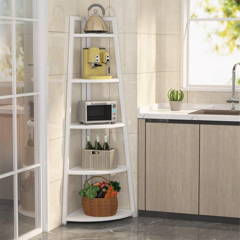 Kahverengi MDF Metal Merdiven Tasarım Köşe Kitaplık - 178 cm - 314326
