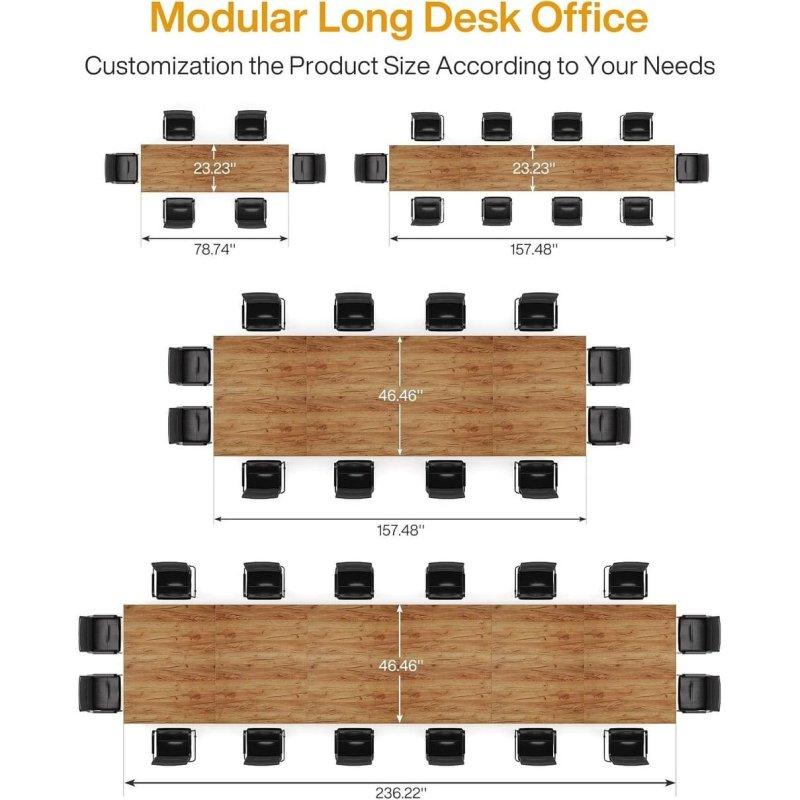 Kahverengi MDF Modüler Metal Ayaklı Ofis Masası - 200x59 cm - 325656