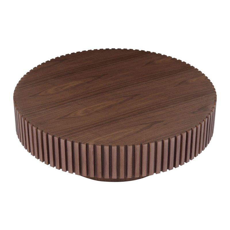 Kahverengi MDF Raflı Kaide Ayaklı Yuvarlak Orta Sehpa - 80x35 cm - 240593