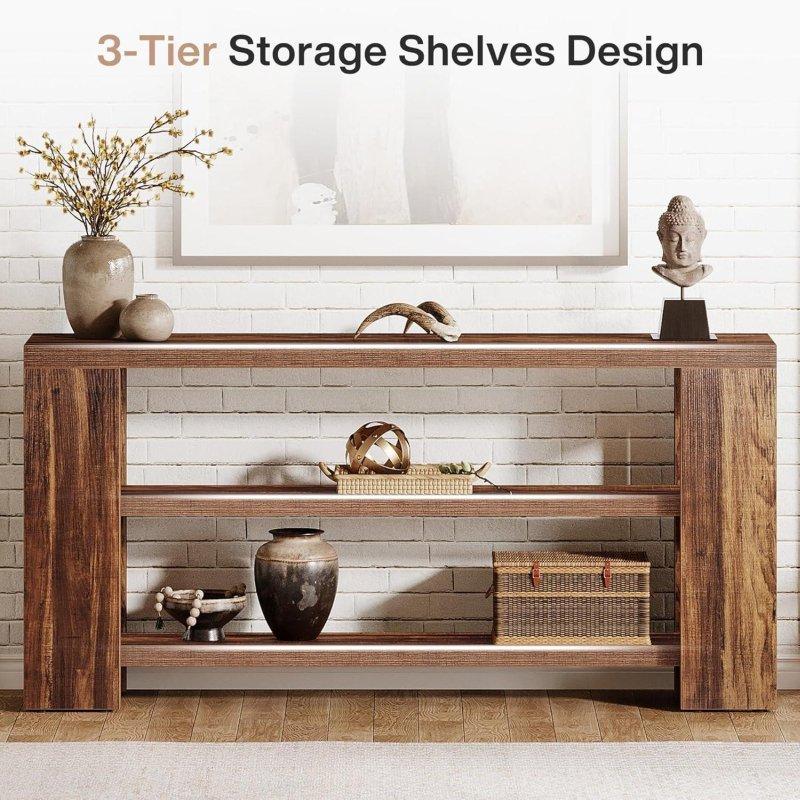Kahverengi MDF Raflı Rustik Ekstra Uzun Dresuar - 181 cm - 331911