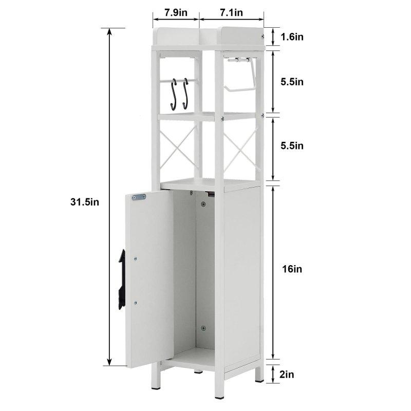 Kahverengi MDF Raflı ve Tuvalet Kağıdı Askılı Dar Tasarım Çok Amaçlı Banyo Dolabı - 19x21x81 cm - 333430