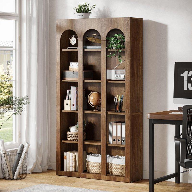 Kahverengi MDF Rustik 5 Raflı Kemerli Kitaplık - 180 cm - 319098
