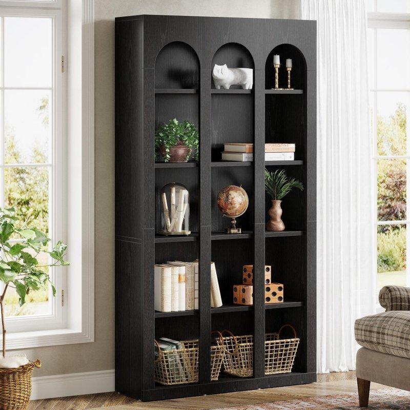 Kahverengi MDF Rustik 5 Raflı Kemerli Kitaplık - 180 cm - 319098