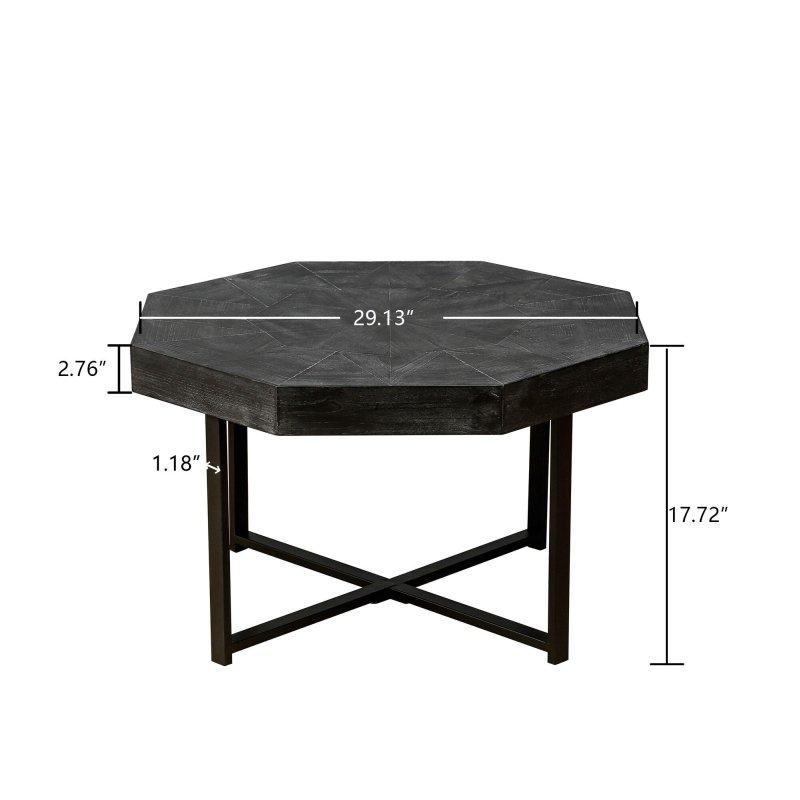Kahverengi MDF Sekizgen Tasarımlı Metal Ayaklı Yuvarlak Orta Sehpa - 74x45 cm - 242568