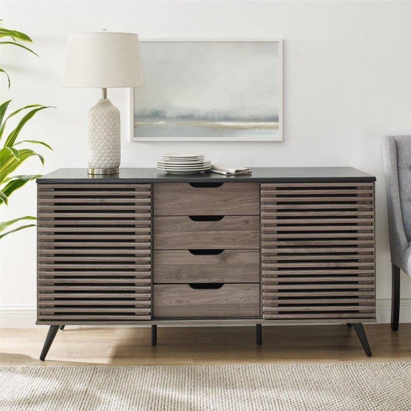 Kahverengi MDF Sürgülü Kapaklı ve Çekmeceli Bohem Konsol - 150 cm - 325161