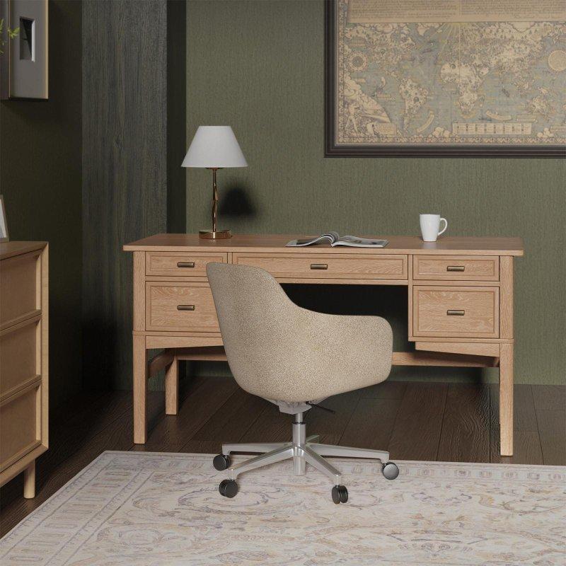 Kahverengi MDF ve Ahşap Gizli Çekmeceli Kablo Delikli Ofis Masası - 141 cm - 327947