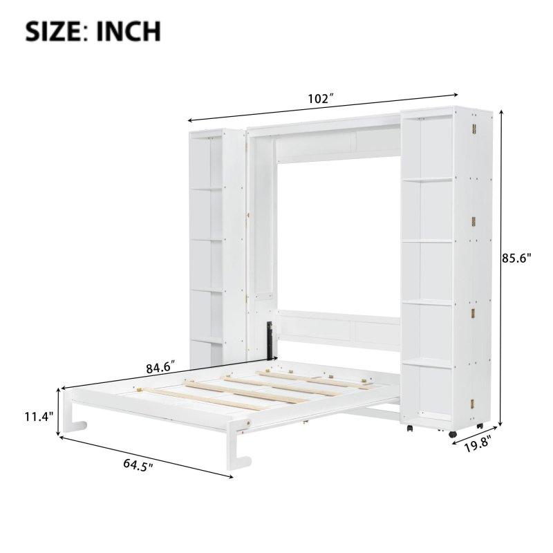 Kahverengi MDF ve Ahşap Yan Dolaplı Hidrolik Sistemli Queen Boy Duvar Yatağı - 264206