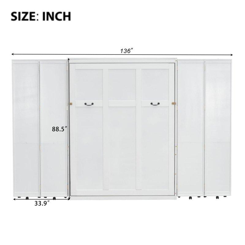 Kahverengi MDF ve Ahşap Yan Dolaplı Hidrolik Sistemli Queen Boy Duvar Yatağı - 264206