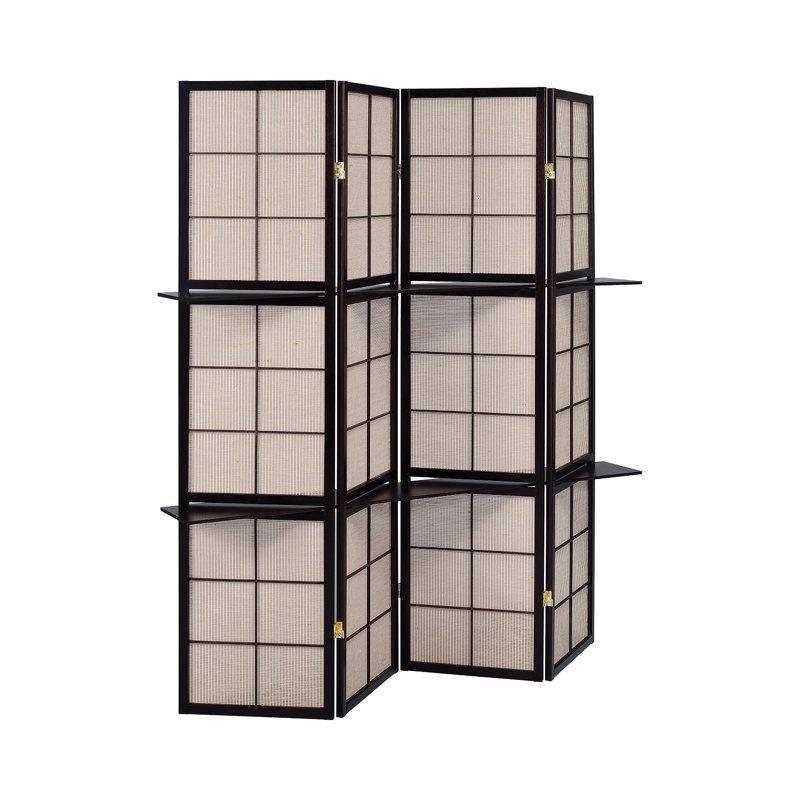 Kahverengi MDF ve Çam Ahşap Katlanır 4 Panelli Paravan - 150x179 cm - 321227