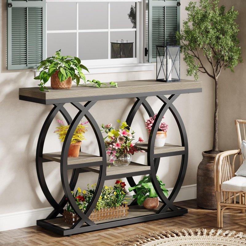 Kahverengi MDF ve Metal 4 Raflı Endüstriyel Dresuar - 100 cm - 333107