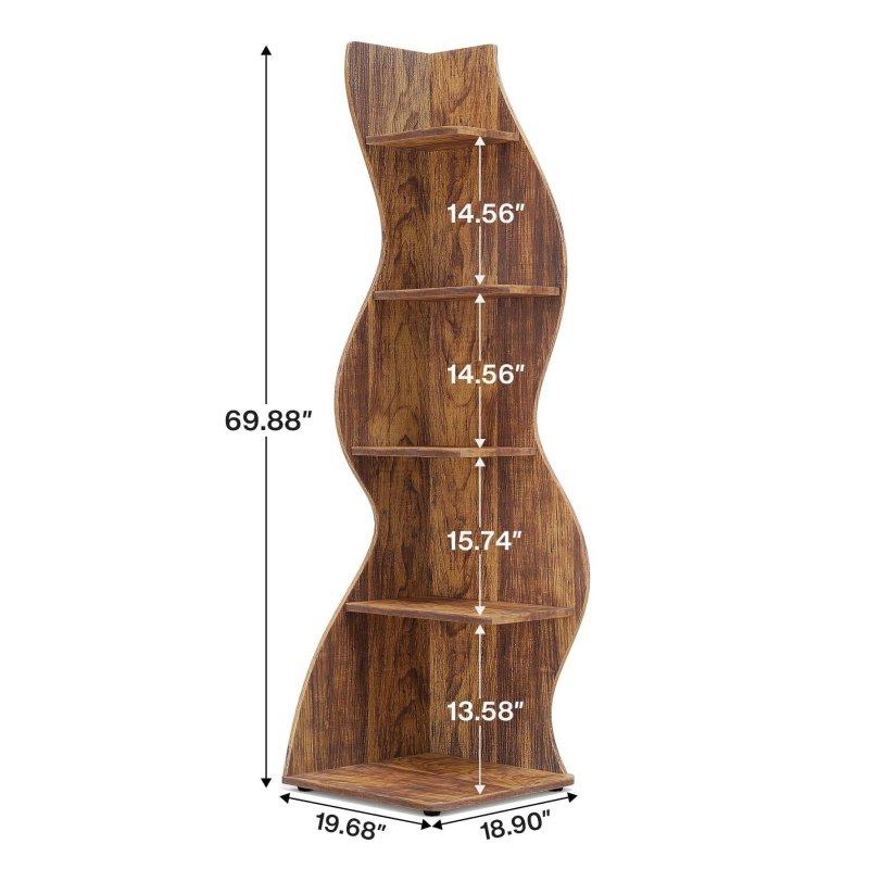 Kahverengi MDF ve Metal 5 Raflı Köşe Kitaplık - 312409