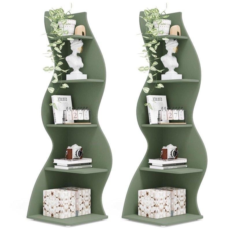 Kahverengi MDF ve Metal 5 Raflı Köşe Kitaplık - 312409
