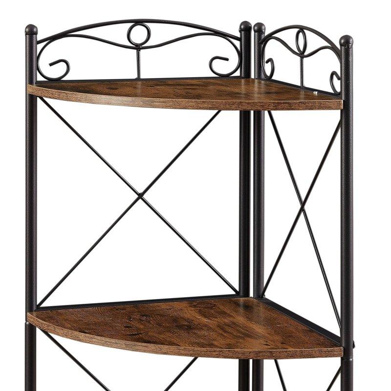 Kahverengi MDF ve Metal 5 Raflı Yelpaze Tasarımlı Köşe Kitaplık - 141 cm - 313972