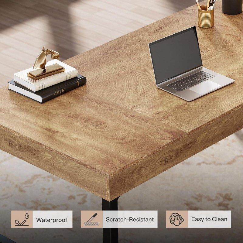Kahverengi MDF ve Metal Endüstriyel Rustik Ofis Masası - 141 cm - 327573