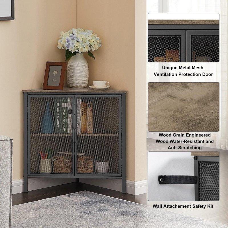 Kahverengi MDF ve Metal Kapaklı Köşe Kitaplık - 50x50x75 cm - 316322