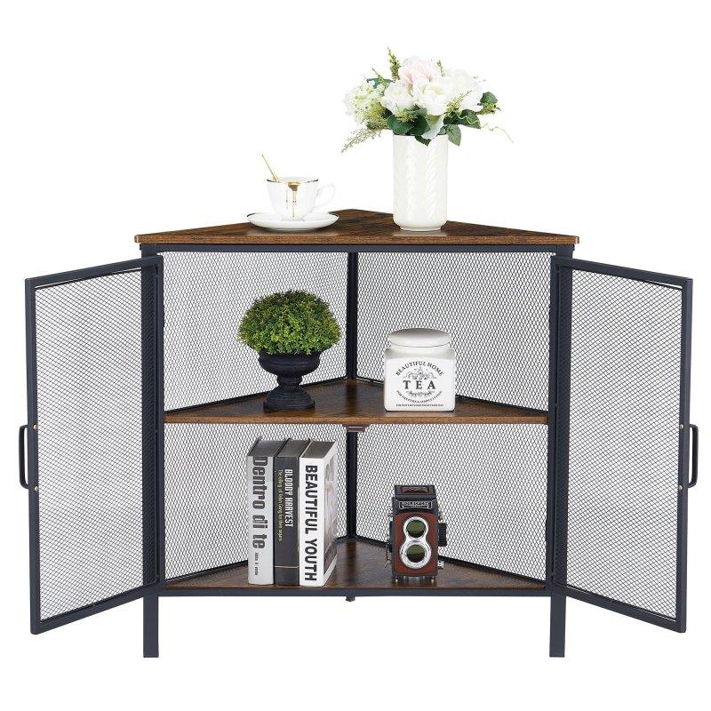 Kahverengi MDF ve Metal Kapaklı Köşe Kitaplık - 50x50x75 cm - 316322