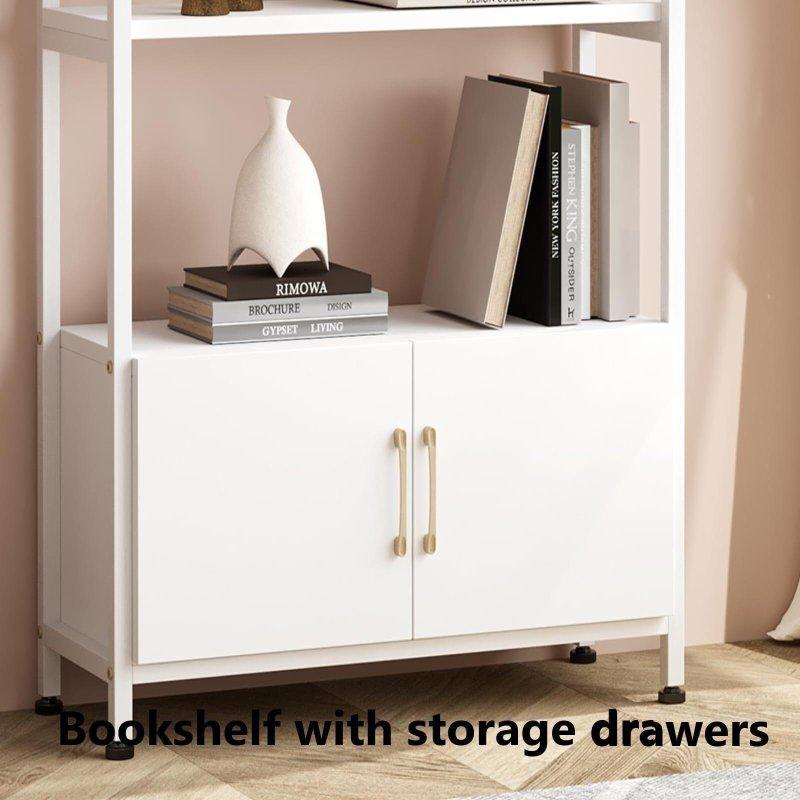 Kahverengi MDF ve Metal Kemerli Çekmeceli Kitaplık - 81x28x176 cm - 319219