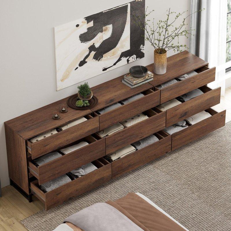 Kahverengi MDF ve Metal Modern Endüstriyel Çekmeceli Şifonyer - 303244