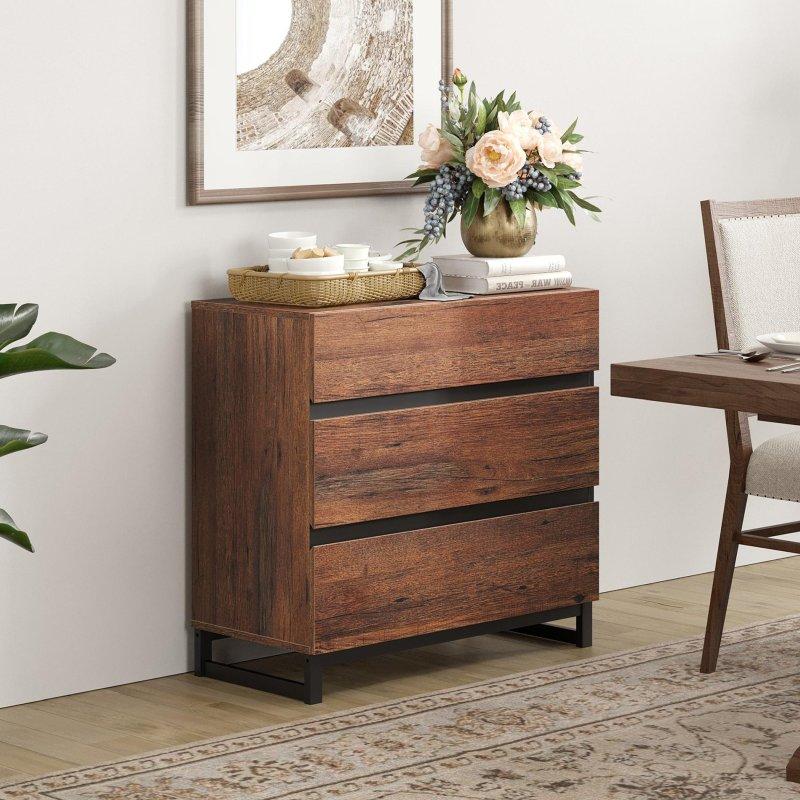 Kahverengi MDF ve Metal Modern Endüstriyel Çekmeceli Şifonyer - 303244 Kahverengi MDF ve Metal Modern Endüstriyel Çekmeceli Şifonyer - 303244