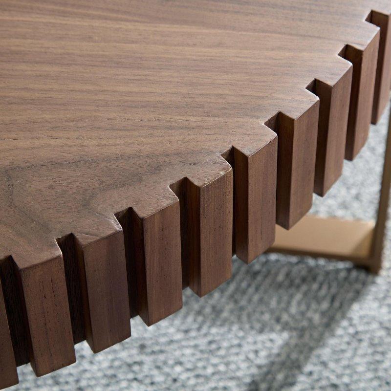 Kahverengi MDF ve Paslanmaz Çelik Kaide Ayaklı Yuvarlak Orta Sehpa - 81 cm - 239593