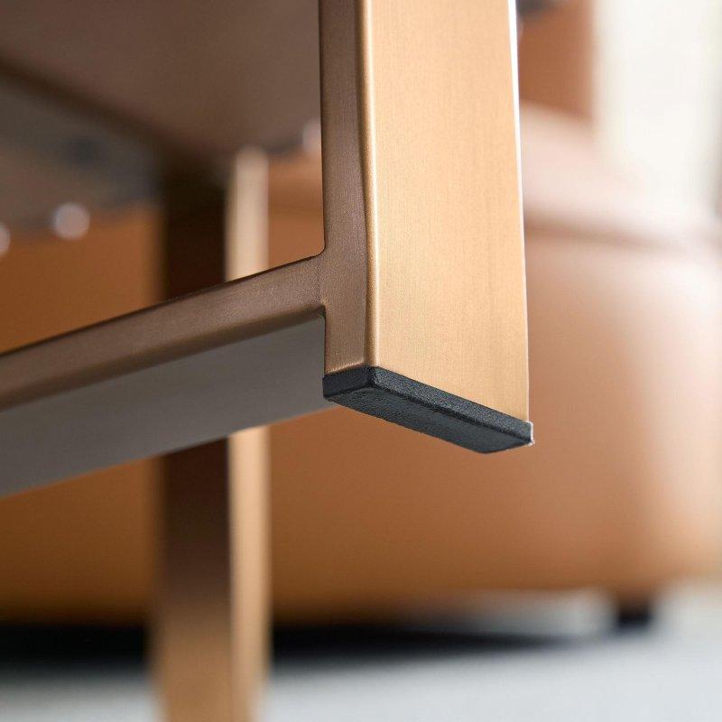 Kahverengi MDF ve Paslanmaz Çelik Kaide Ayaklı Yuvarlak Orta Sehpa - 81 cm - 239593