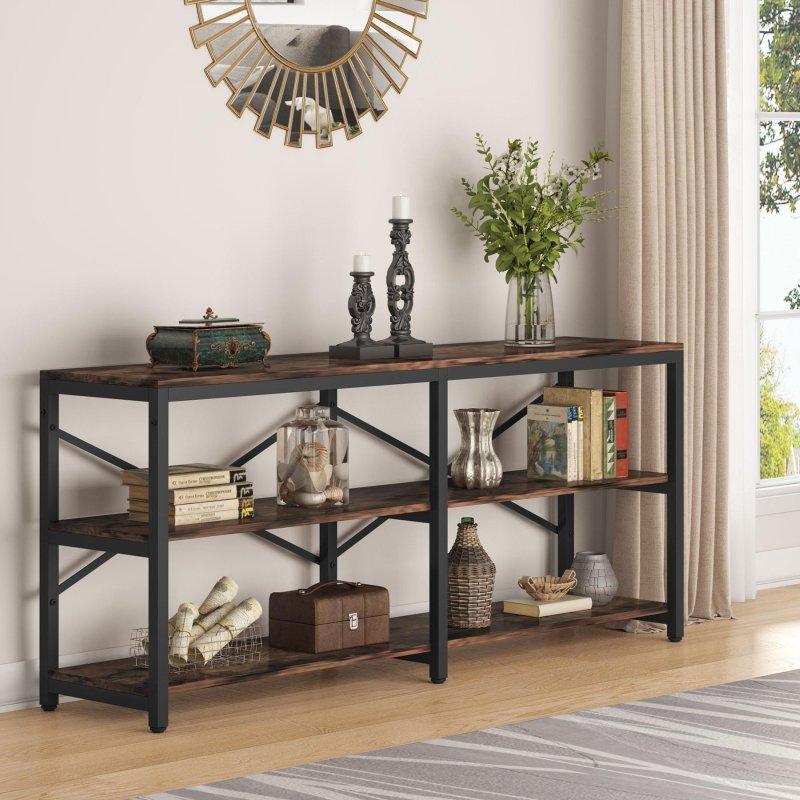 Kahverengi MDF ve Siyah Metal 3 Raflı Endüstriyel Dresuar - 181 cm - 331516