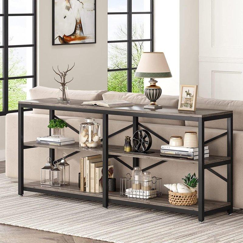Kahverengi MDF ve Siyah Metal 3 Raflı Endüstriyel Dresuar - 181 cm - 331516