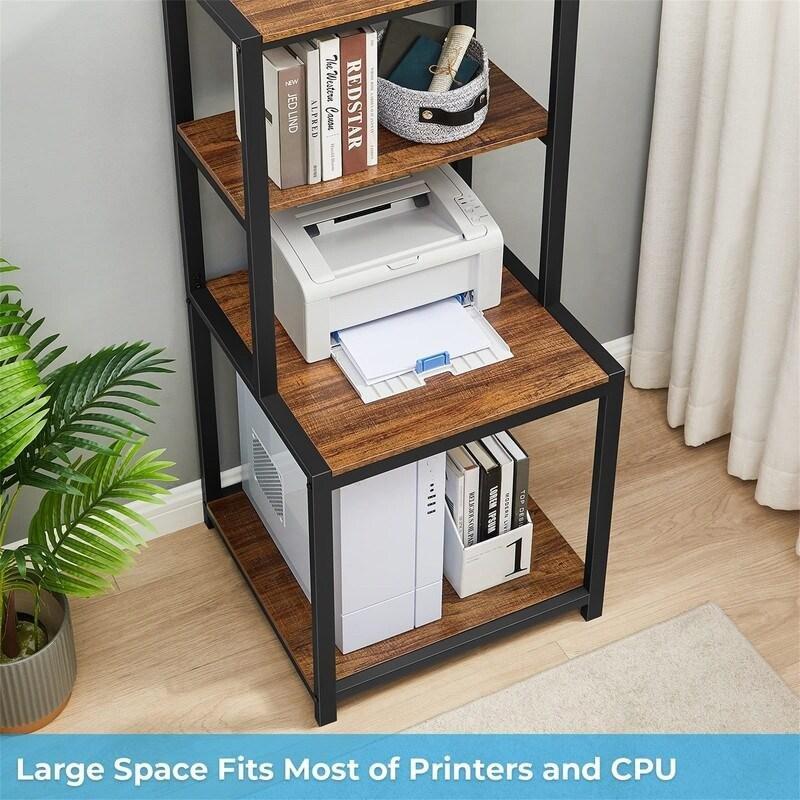 Kahverengi MDF ve Siyah Metal 4 Raflı Endüstriyel Kitaplık - 53x49x125 cm - 314084