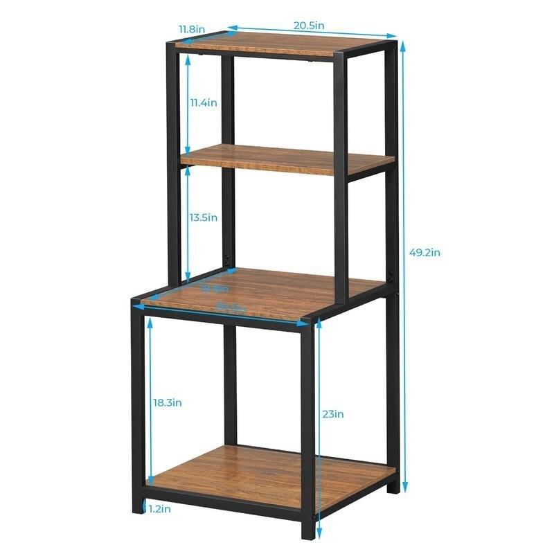 Kahverengi MDF ve Siyah Metal 4 Raflı Endüstriyel Kitaplık - 53x49x125 cm - 314084