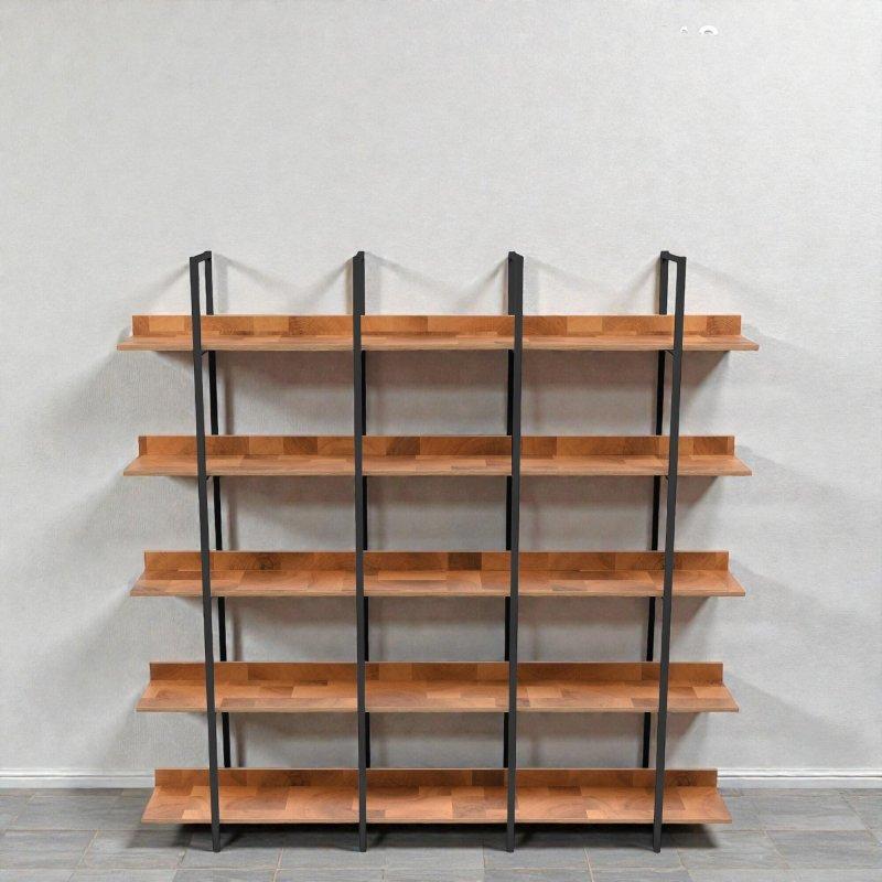 Kahverengi MDF ve Siyah Metal Çerçeveli 5 Raflı Endüstriyel Kitaplık - 313965