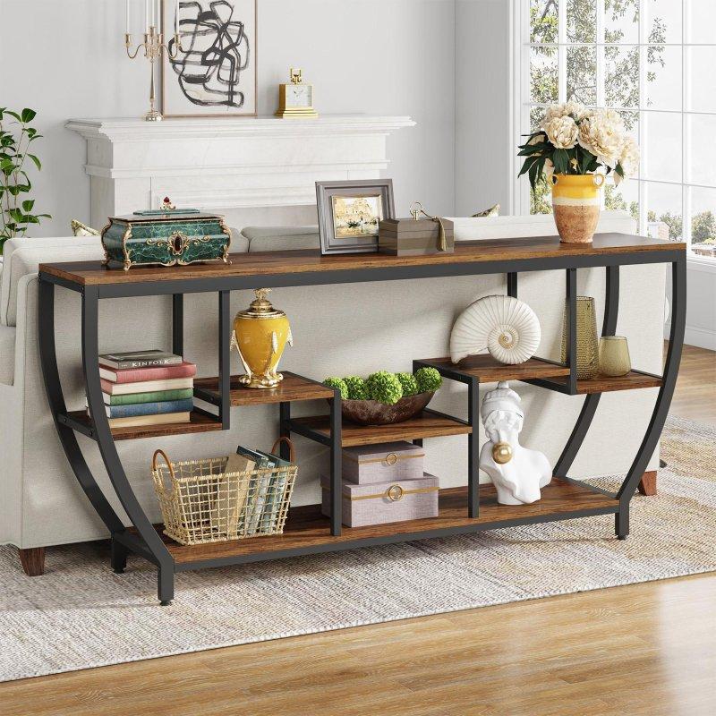 Kahverengi MDF ve Siyah Metal Raflı Endüstriyel Dresuar - 180 cm - 331110 Kahverengi MDF ve Siyah Metal Raflı Endüstriyel Dresuar - 180 cm - 331110