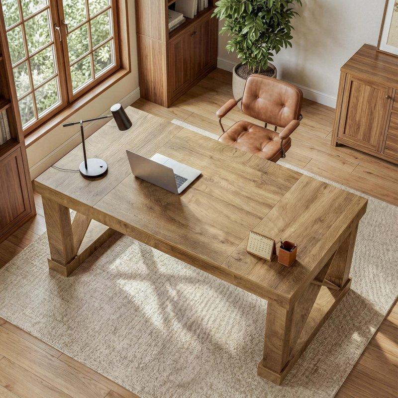 Kahverengi MDF X Ayaklı Kır Evi Ofis Masası - 161x81 cm - 326193