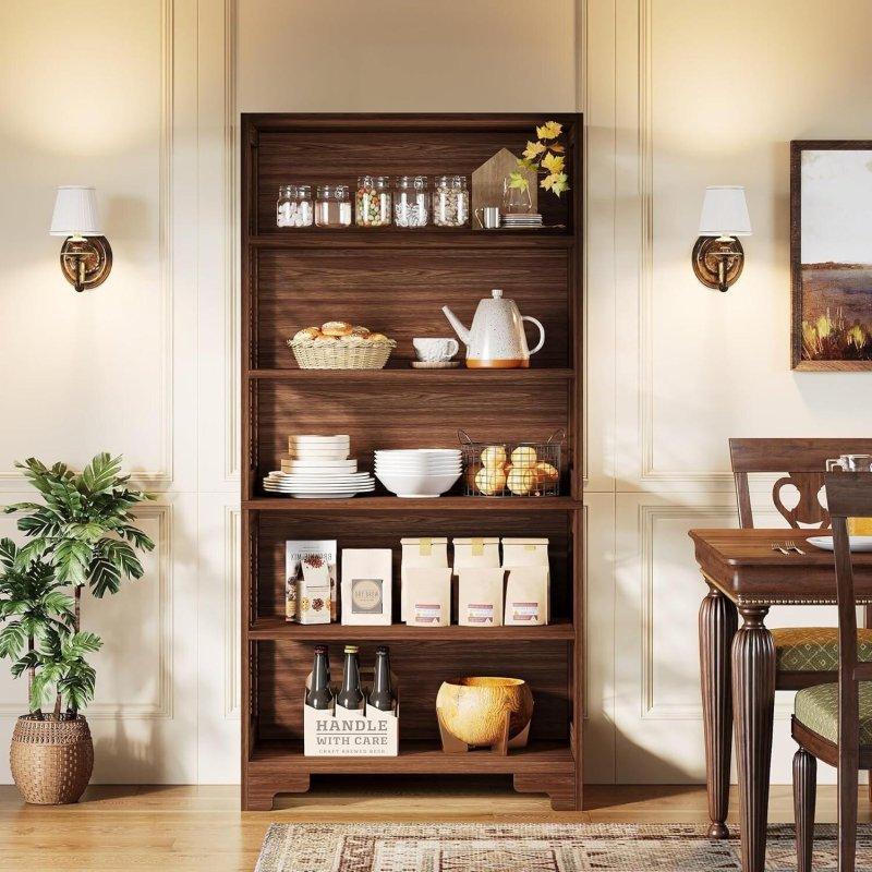 Kahverengi MDF X Desenli 5 Raflı Kitaplık - 80x30x180 cm - 315017