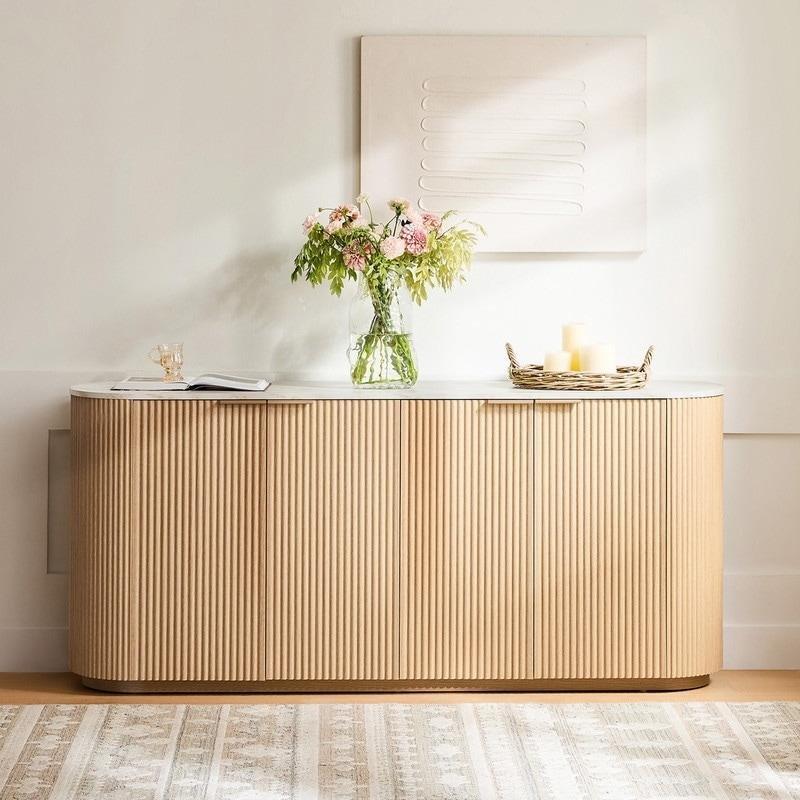 Kahverengi MDF Yarı Silindirik Sütunlu Bohem Konsol - 178 cm - 324856