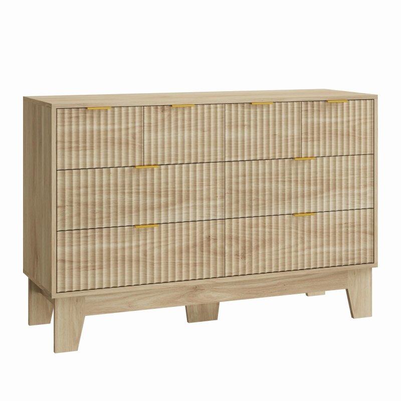 Kahverengi MDF Yivli 8 Çekmeceli Şifonyer - 138x82x40 cm - 307910