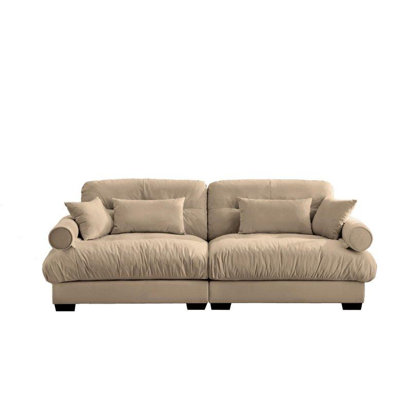Kahverengi MDF Yuvarlak Kolçaklı Kapitoneli İki Kişilik Bohem Koltuk - 238x94x89 cm - 293419