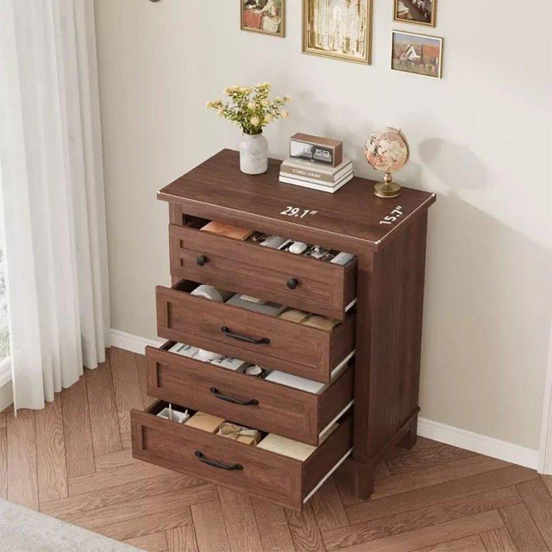 Kahverengi Meşe 4 Çekmeceli Modern Şifonyer - 74 cm - 307934