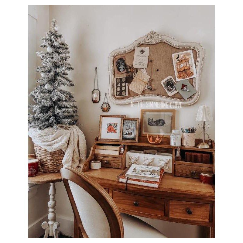 Kahverengi Meşe Ahşap 5 Çekmeceli Bölmeli Ofis Masası - 92x49x103 cm - 327459
