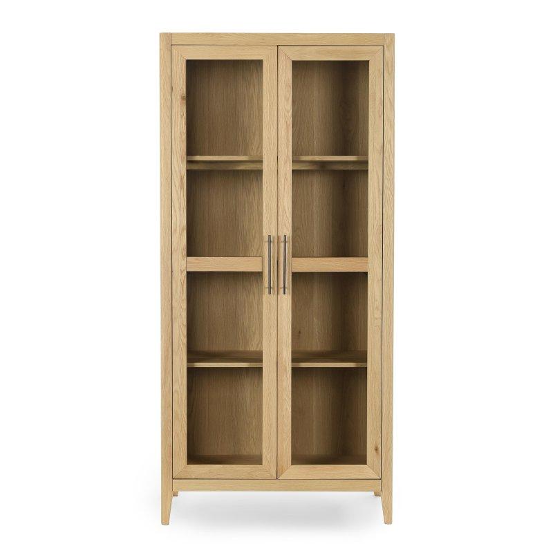Kahverengi Meşe Cam Kapaklı Ayarlanabilir Raflı Kitaplık - 100x46x209 cm - 313182
