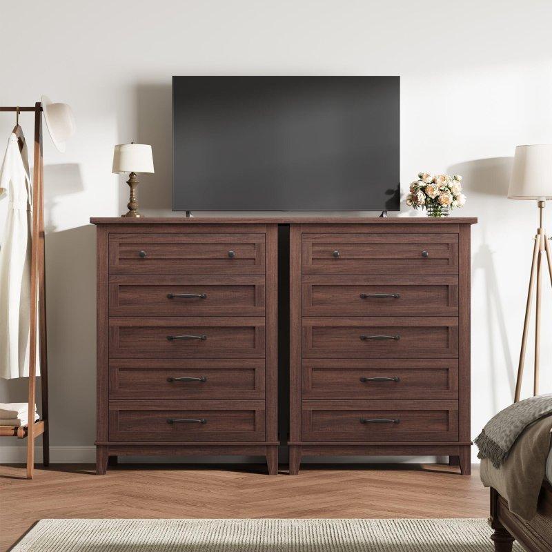 Kahverengi Meşe Desenli 5 Çekmeceli Şifonyer - 106 cm - 303175