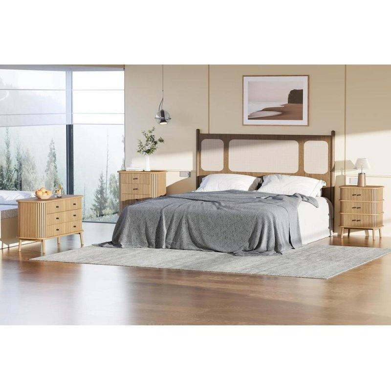 Kahverengi Meşe Hasır Desenli 6 Çekmeceli Geniş Şifonyer - 120 cm - 294768