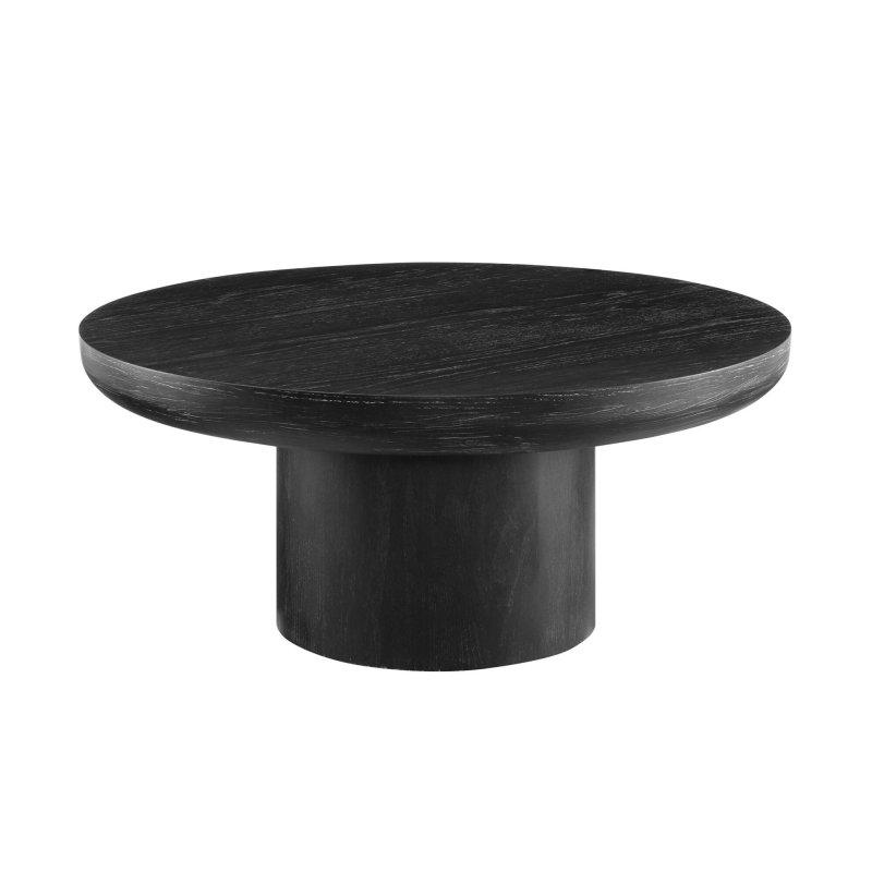 Kahverengi Meşe Kaplama Silindir Kaideli Yuvarlak Orta Sehpa - 92 cm - 240124