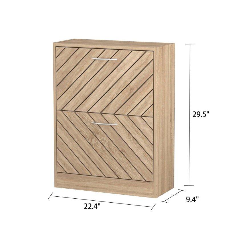 Kahverengi Meşe MDF 2 Çekmeceli Devrilir Kapaklı Ayakkabılık Şifonyer - 57x24x75 cm - 297238
